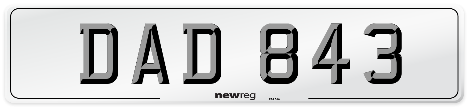DAD 843 Number Plate from New Reg